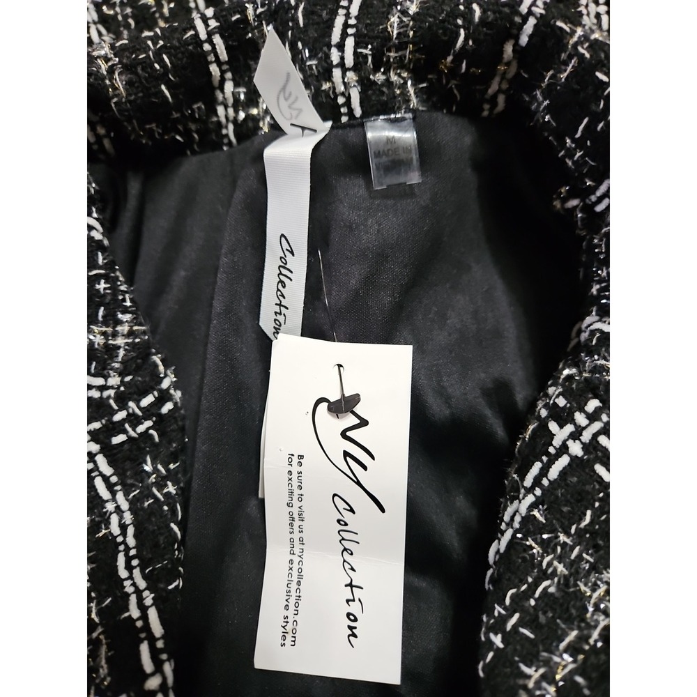 NY Collection Womens 2 Piece Tweed Dress Suit, In Black,White Medium - Picture 13 of 15
